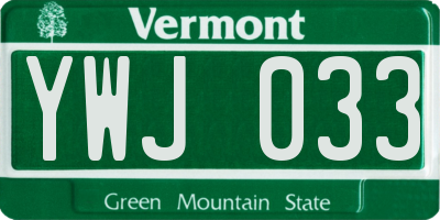 VT license plate YWJ033