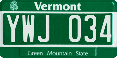 VT license plate YWJ034