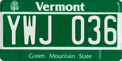 VT license plate YWJ036