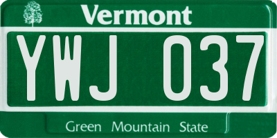 VT license plate YWJ037