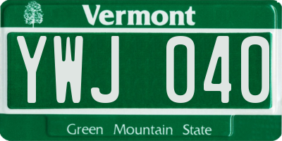 VT license plate YWJ040