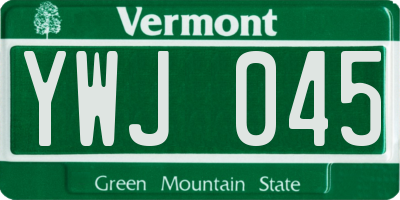 VT license plate YWJ045