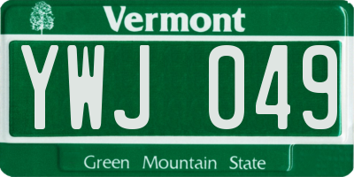 VT license plate YWJ049