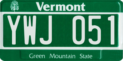 VT license plate YWJ051
