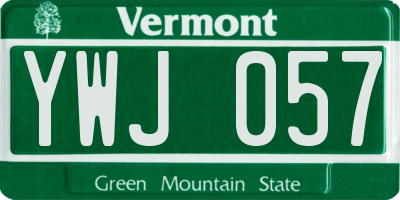 VT license plate YWJ057