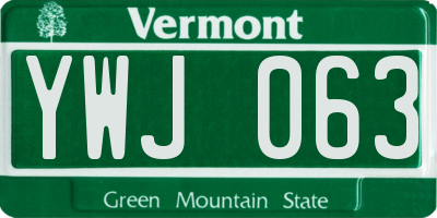 VT license plate YWJ063
