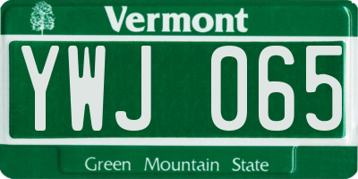 VT license plate YWJ065