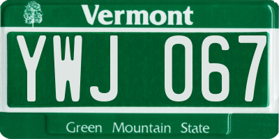 VT license plate YWJ067