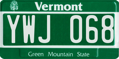 VT license plate YWJ068