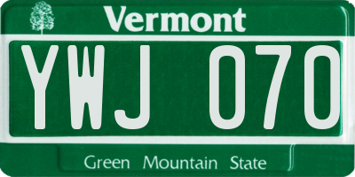 VT license plate YWJ070