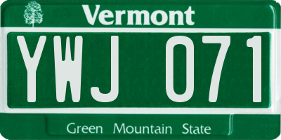 VT license plate YWJ071