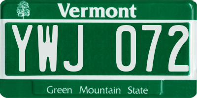 VT license plate YWJ072