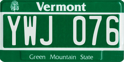 VT license plate YWJ076