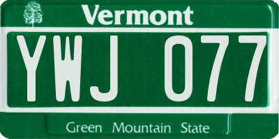VT license plate YWJ077