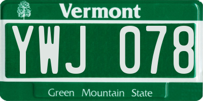 VT license plate YWJ078