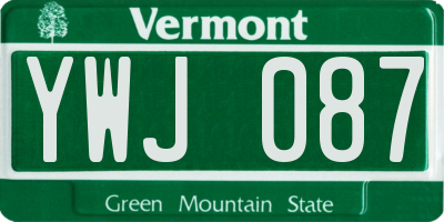 VT license plate YWJ087