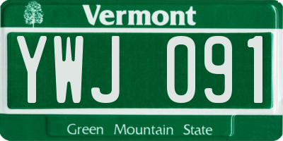 VT license plate YWJ091