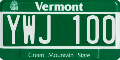 VT license plate YWJ100