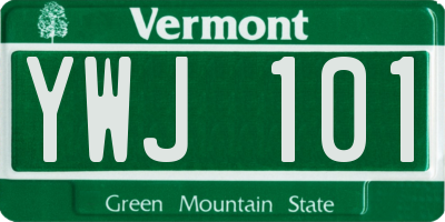 VT license plate YWJ101