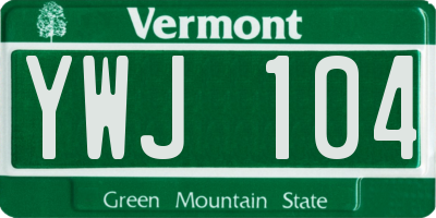VT license plate YWJ104