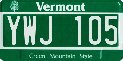 VT license plate YWJ105