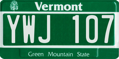 VT license plate YWJ107