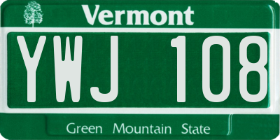 VT license plate YWJ108