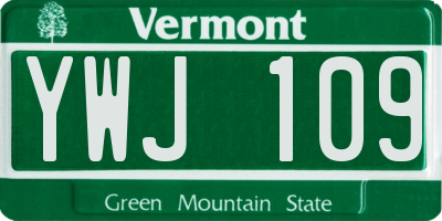 VT license plate YWJ109
