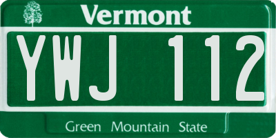 VT license plate YWJ112