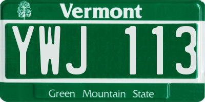 VT license plate YWJ113