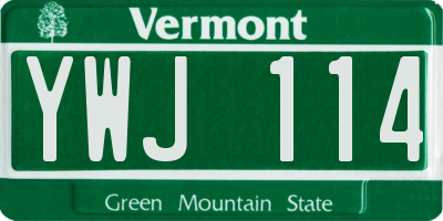 VT license plate YWJ114