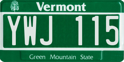 VT license plate YWJ115