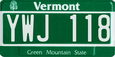 VT license plate YWJ118