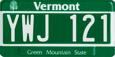 VT license plate YWJ121