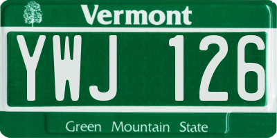 VT license plate YWJ126