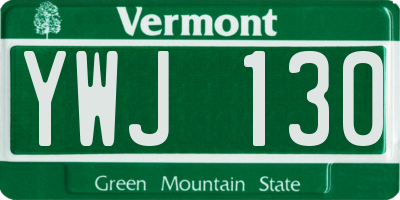 VT license plate YWJ130