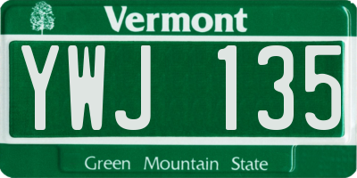 VT license plate YWJ135