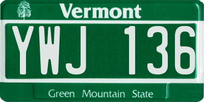 VT license plate YWJ136