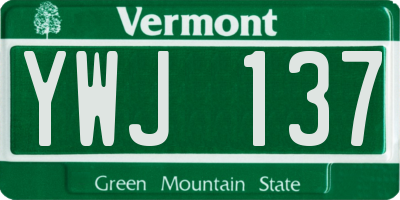 VT license plate YWJ137