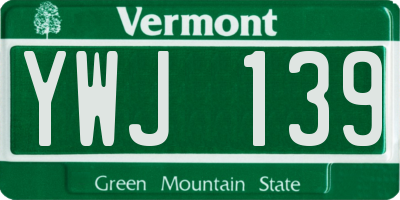 VT license plate YWJ139
