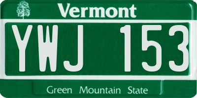 VT license plate YWJ153