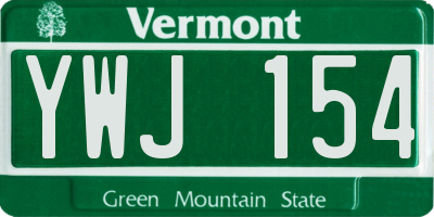 VT license plate YWJ154