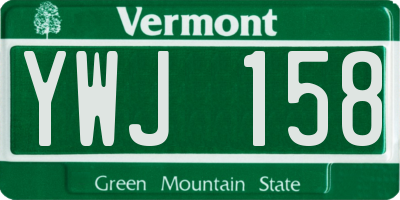 VT license plate YWJ158