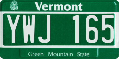 VT license plate YWJ165