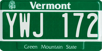 VT license plate YWJ172