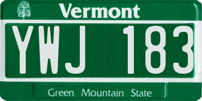 VT license plate YWJ183