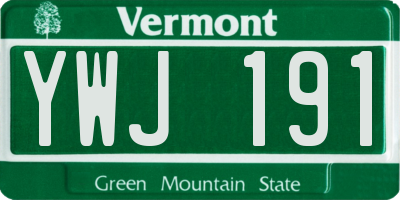 VT license plate YWJ191