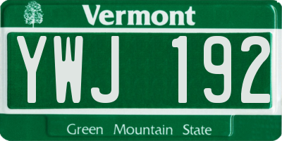 VT license plate YWJ192