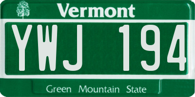 VT license plate YWJ194