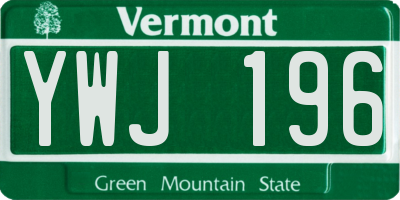 VT license plate YWJ196